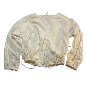 Free People Boho Cottagecore Women's Stars Align Button Front Blouse in Ivory XS